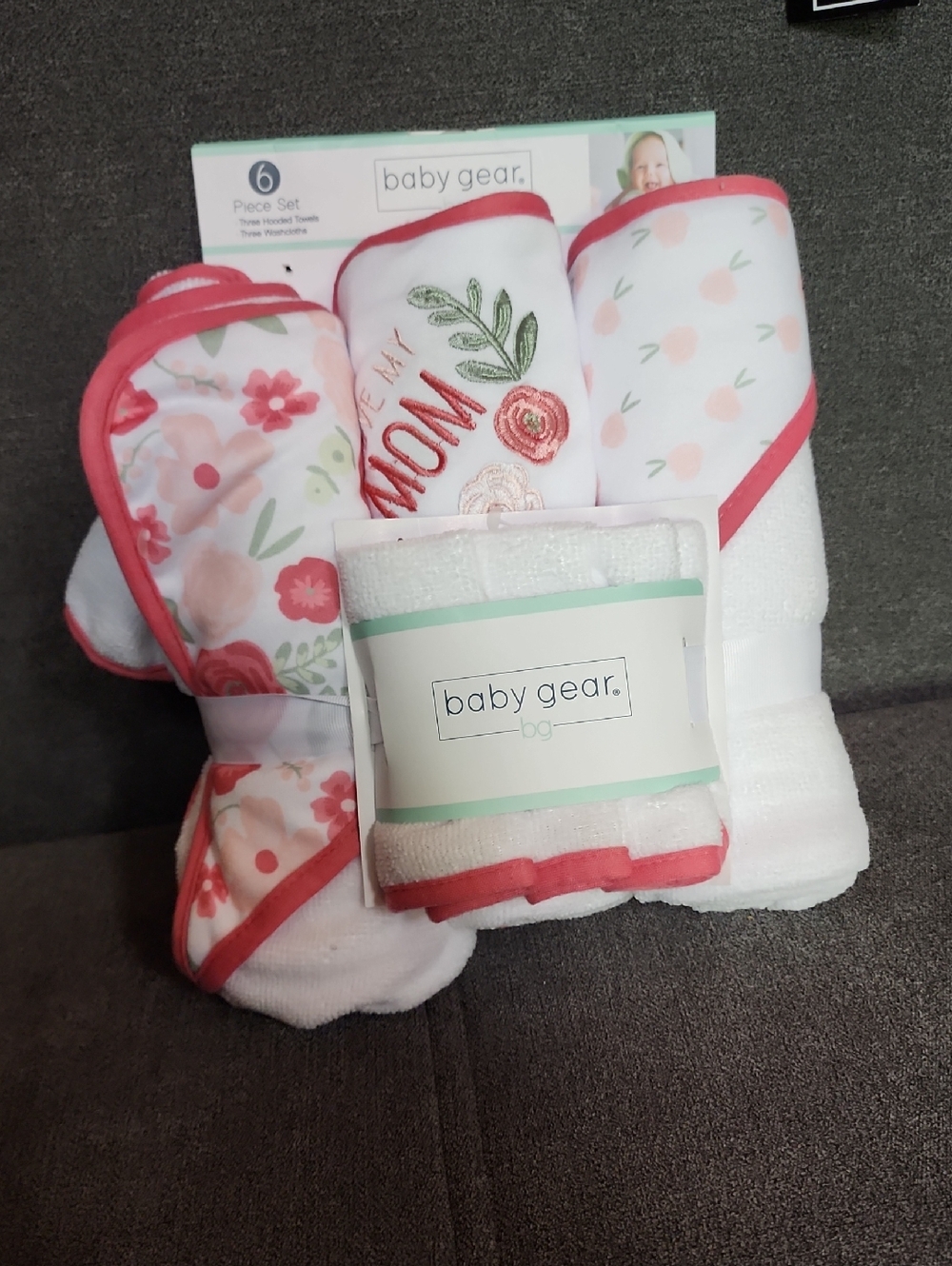 Baby Gear 6 Piece Set Hooded Towels And Washcloths
